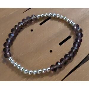 BUNDLE ONLY NWOT Beads Beaded Bracelet Stretch Purple‎ Silvertone  Jewelry